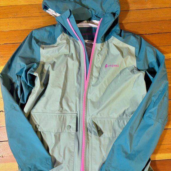 Cotopaxi Womens Rain shell/Raincoat Sz Large Soft Blue/green - Picture 3 of 9